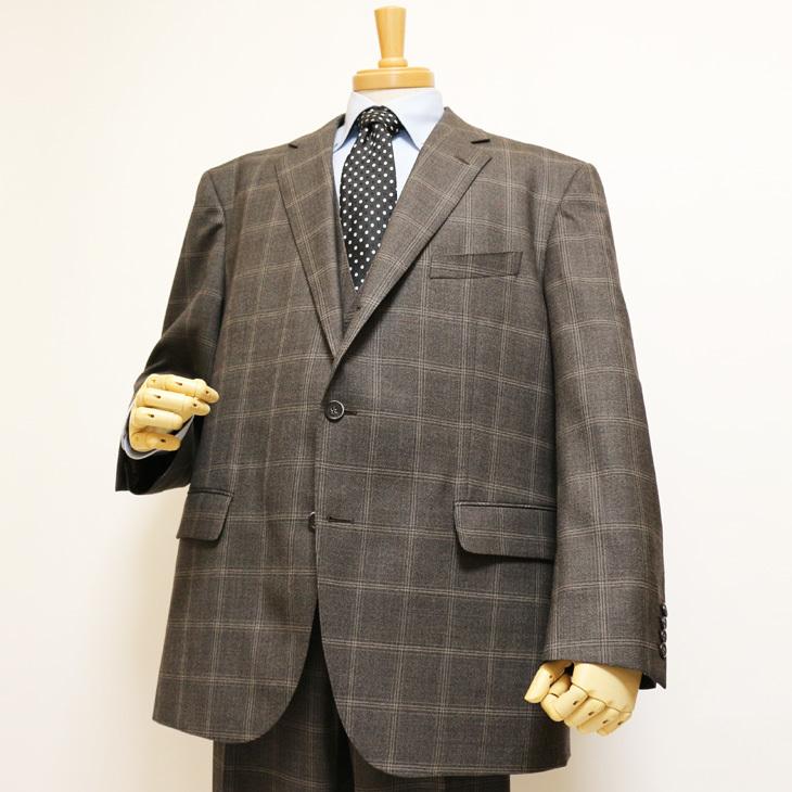 大きいサイズ メンズ スーツ 新品 秋冬 グレー ベージュ杢 チェック柄 ３つボタン段返り ベスト パンツ２本付き 4ピース ビジネス スーツ |  | 03