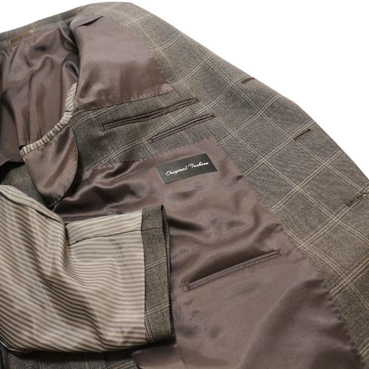 大きいサイズ メンズ スーツ 新品 秋冬 グレー ベージュ杢 チェック柄 ３つボタン段返り ベスト パンツ２本付き 4ピース ビジネス スーツ |  | 09