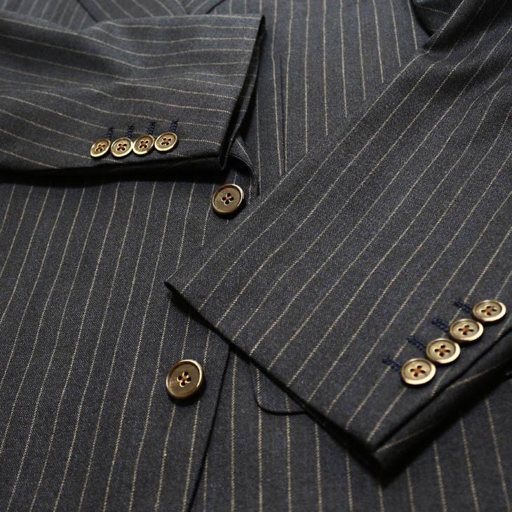 大きいサイズ メンズ スーツ 新品 秋冬 濃紺ネイビー杢 11.5mmストライプ ３つボタン段返り ベスト パンツ２本付き 4ピース ビジネス スーツ |  | 07