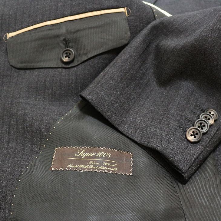 スーツ メンズ 新品 春夏 西川毛織 Super100s 灰グレー杢 織柄 ナチュラルストレッチ フルOP並 2つボタン ビジネス ゆったり型 (A/AB体) vr.1042b |  | 10