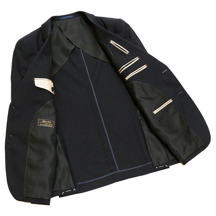 スリム型 スーツ メンズ 新作 春夏 西川毛織 Super100s 濃紺ネイビー無地 ナチュラルストレッチ フルOP並 2つボタン ビジネス スーツ (A/AB体) WJSE2 |  | 06