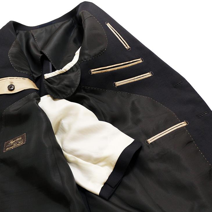 スリム型 スーツ メンズ 新作 春夏 西川毛織 Super100s 濃紺ネイビー無地 ナチュラルストレッチ フルOP並 2つボタン ビジネス スーツ (A/AB体) WJSE2 |  | 08