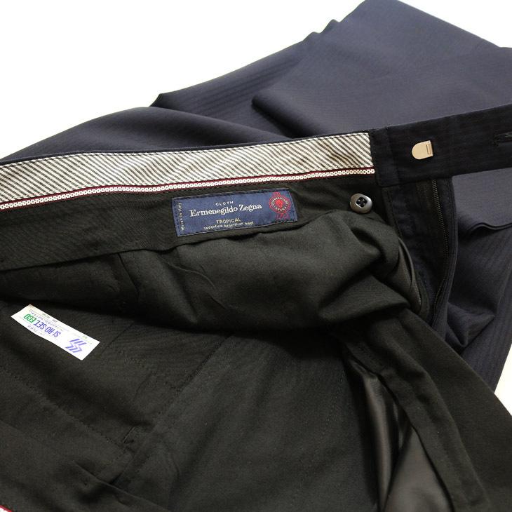 スリム 型 スーツ メンズ 新品 春夏 エルメネジルドゼニア トロピカル 濃紺ネイビー 織柄ストライプ 2つボタン ビジネス スーツ (A/AB体) WJSE2 | ZEGNA | 13