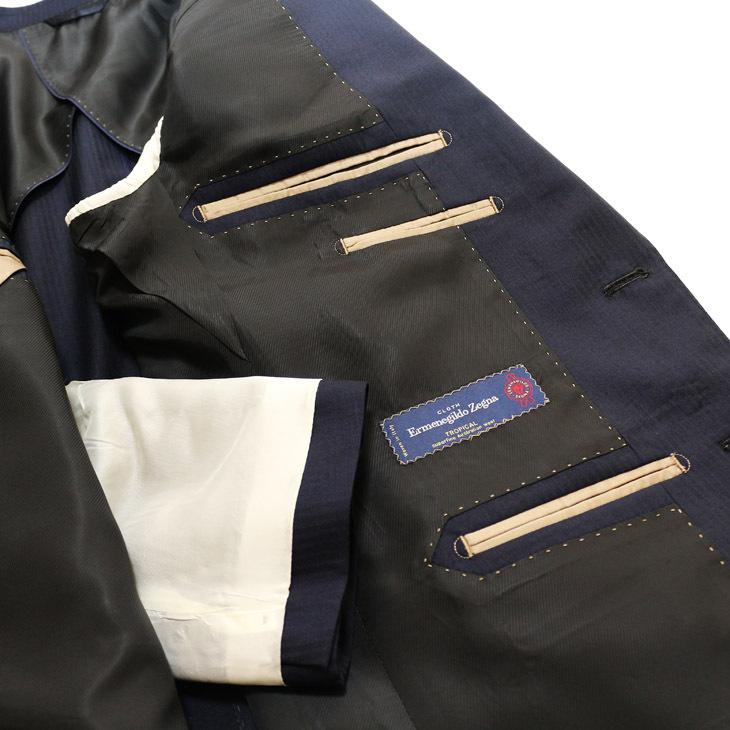 スリム 型 スーツ メンズ 新品 春夏 エルメネジルドゼニア トロピカル 濃紺ネイビー 織柄ストライプ 2つボタン ビジネス スーツ (A/AB体) WJSE2 | ZEGNA | 08