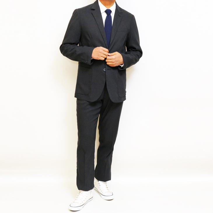 SALE 春夏 新作 PLAY MOLE ビジカジ セットアップ スーツ 麻混 グレー小柄 ストレッチ生地 パンツウエスト3cm以上ストレッチ 仕事 ゴルフ 普段着 洗濯OK |  | 01