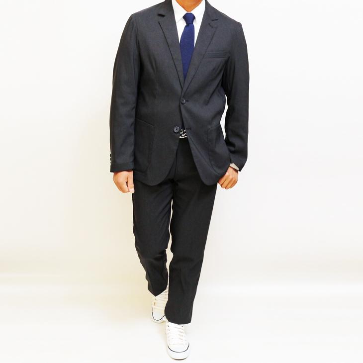 SALE 春夏 新作 PLAY MOLE ビジカジ セットアップ スーツ 麻混 グレー小柄 ストレッチ生地 パンツウエスト3cm以上ストレッチ 仕事 ゴルフ 普段着 洗濯OK |  | 04