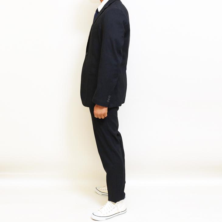 2025 春夏 新作 PLAY MOLE ビジカジ セットアップ スーツ 麻混 ネイビーブルー ストレッチ生地 パンツウエスト3cm以上ストレッチ 仕事 ゴルフ 普段着 洗濯OK |  | 12