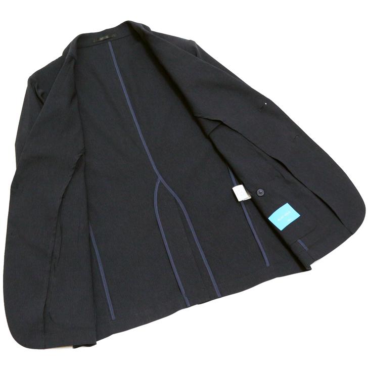 2025 春夏 新作 PLAY MOLE ビジカジ セットアップ スーツ 麻混 ネイビーブルー ストレッチ生地 パンツウエスト3cm以上ストレッチ 仕事 ゴルフ 普段着 洗濯OK |  | 07