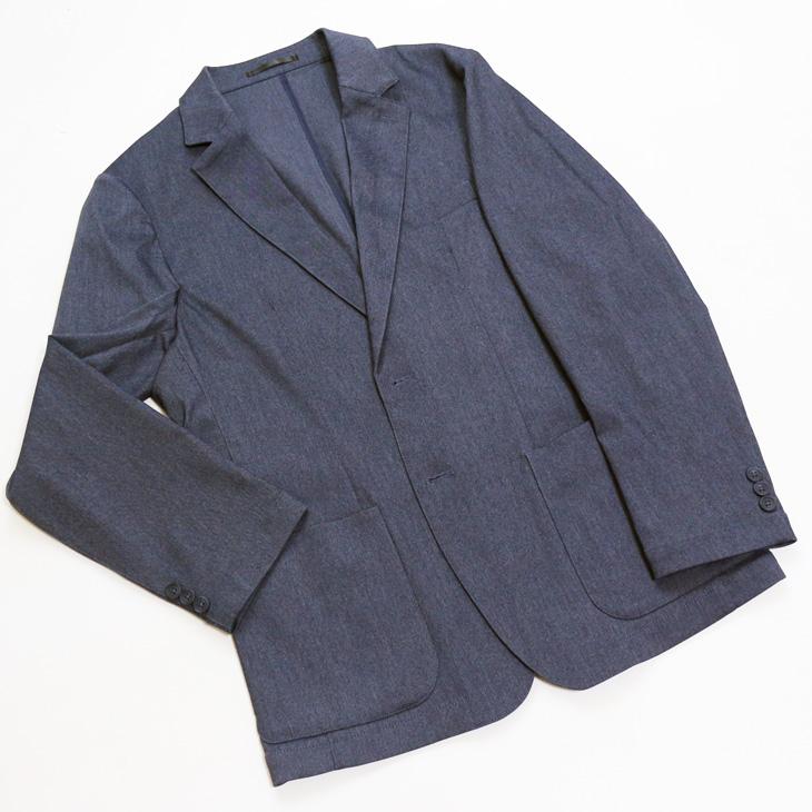 2025 春夏 新作 PLAY MOLE ビジカジ セットアップ スーツ デニム調 ネイビーブルー ストレッチ生地 パンツウエスト3cm以上ストレッチ 仕事 ゴルフ 普段着 洗濯OK |  | 04