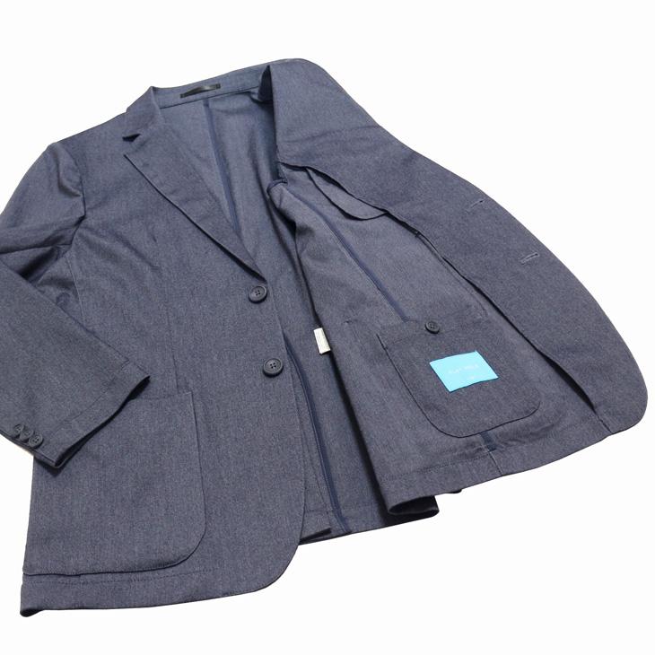 2025 春夏 新作 PLAY MOLE ビジカジ セットアップ スーツ デニム調 ネイビーブルー ストレッチ生地 パンツウエスト3cm以上ストレッチ 仕事 ゴルフ 普段着 洗濯OK |  | 08