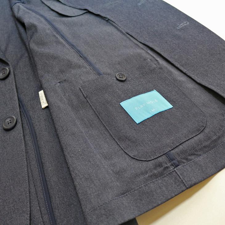 2025 春夏 新作 PLAY MOLE ビジカジ セットアップ スーツ デニム調 ネイビーブルー ストレッチ生地 パンツウエスト3cm以上ストレッチ 仕事 ゴルフ 普段着 洗濯OK |  | 09