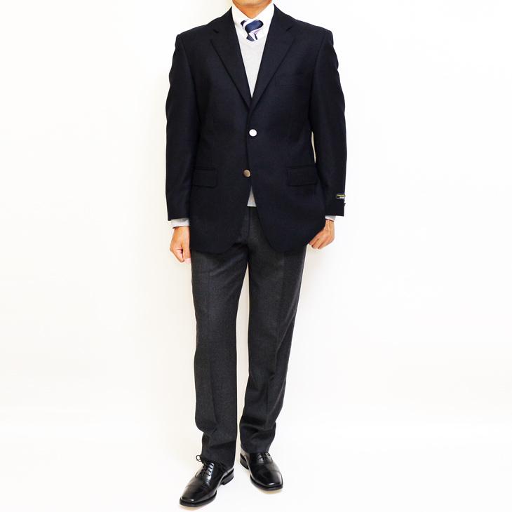 ジャケット テーラード ブレザー 秋冬 新品 DEER あたたか フランネル素材 コンブレ 艶消しシルバーボタン 濃紺ネイビー無地  ゆったり型 (製品No.7788-1型) |  | 01