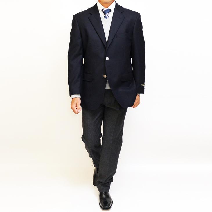 ジャケット テーラード ブレザー 秋冬 新品 DEER あたたか フランネル素材 コンブレ 艶消しシルバーボタン 濃紺ネイビー無地  ゆったり型 (製品No.7788-1型) |  | 03