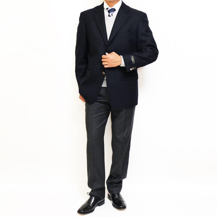 ジャケット テーラード ブレザー 秋冬 新品 DEER あたたか フランネル素材 コンブレ 艶消しシルバーボタン 濃紺ネイビー無地  ゆったり型 (製品No.7788-1型) |  | 05