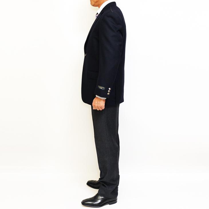 ジャケット テーラード ブレザー 秋冬 新品 DEER あたたか フランネル素材 コンブレ 艶消しシルバーボタン 濃紺ネイビー無地  ゆったり型 (製品No.7788-1型) |  | 06
