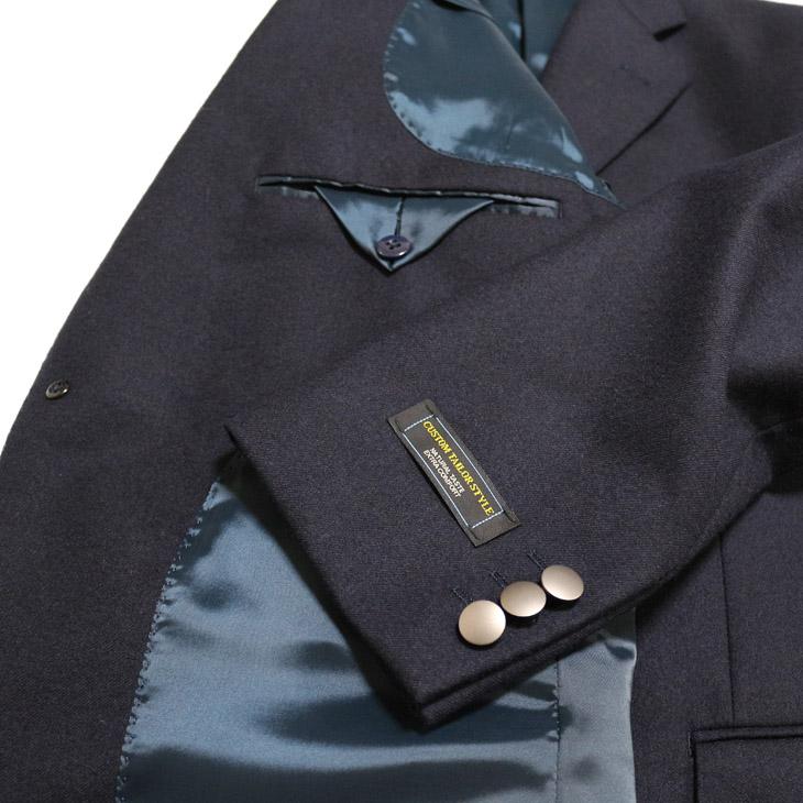 ジャケット テーラード ブレザー 秋冬 新品 DEER あたたか フランネル素材 コンブレ 艶消しシルバーボタン 濃紺ネイビー無地  ゆったり型 (製品No.7788-1型) |  | 09