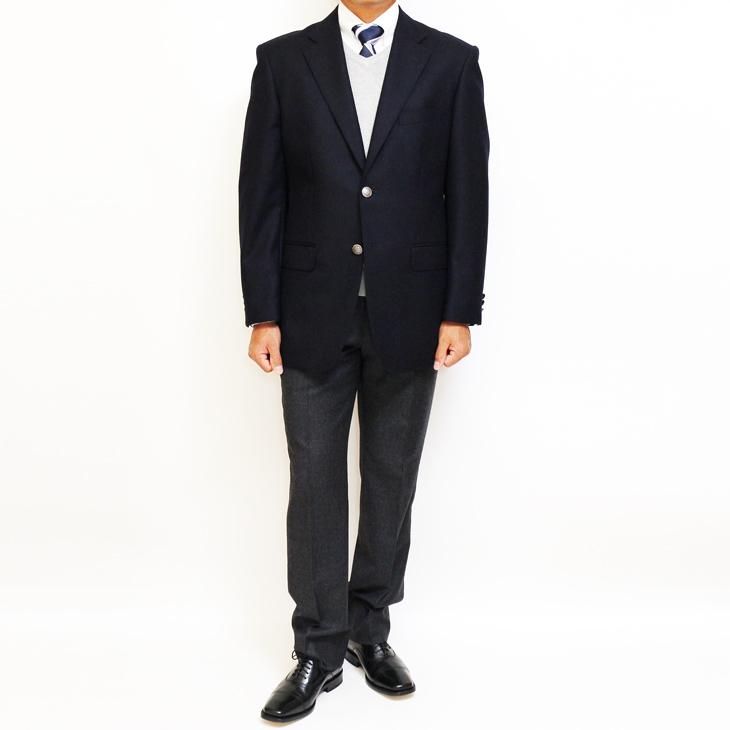 ジャケット テーラード ブレザー 秋冬 新品 DEER あたたか フランネル素材 コンブレ 艶消しシルバーボタン 濃紺ネイビー無地  ゆったり型 (製品No.7788A-1型) |  | 02