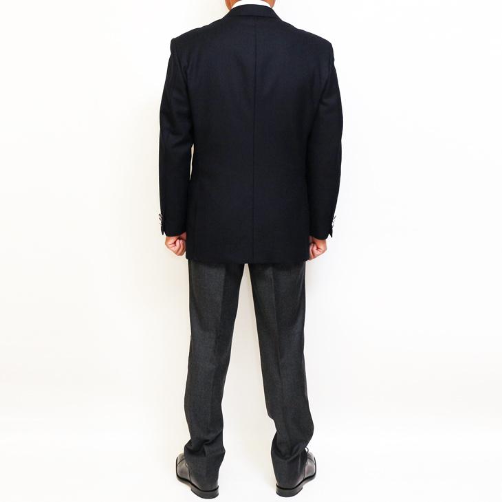 ジャケット テーラード ブレザー 秋冬 新品 DEER あたたか フランネル素材 コンブレ 艶消しシルバーボタン 濃紺ネイビー無地  ゆったり型 (製品No.7788A-1型) |  | 06