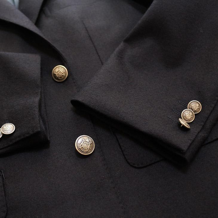 ジャケット テーラード ブレザー 秋冬 新品 DEER あたたか フランネル素材 コンブレ 艶消しシルバーボタン 濃紺ネイビー無地  ゆったり型 (製品No.7788A-1型) |  | 07