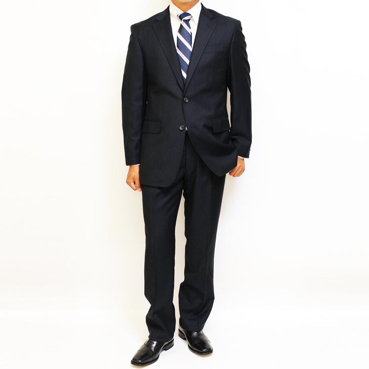 日本製 レギュラー型 スーツ メンズ 新品 秋冬 西川毛織 Super110s 濃紺ネイビー 杉綾織 ナチュラルストレッチ 2つボタン ビジネス スーツ (A/AB体) |  | 03