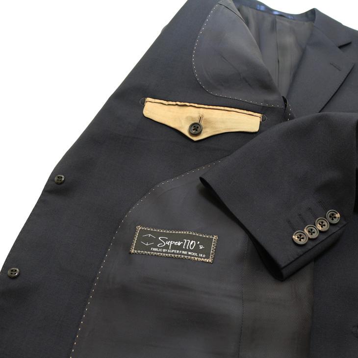 日本製 レギュラー型 スーツ メンズ 新品 秋冬 西川毛織 Super110s 濃紺ネイビー無地 ナチュラルストレッチ フルOP並 2つボタン ビジネス スーツ (AB体) |  | 07