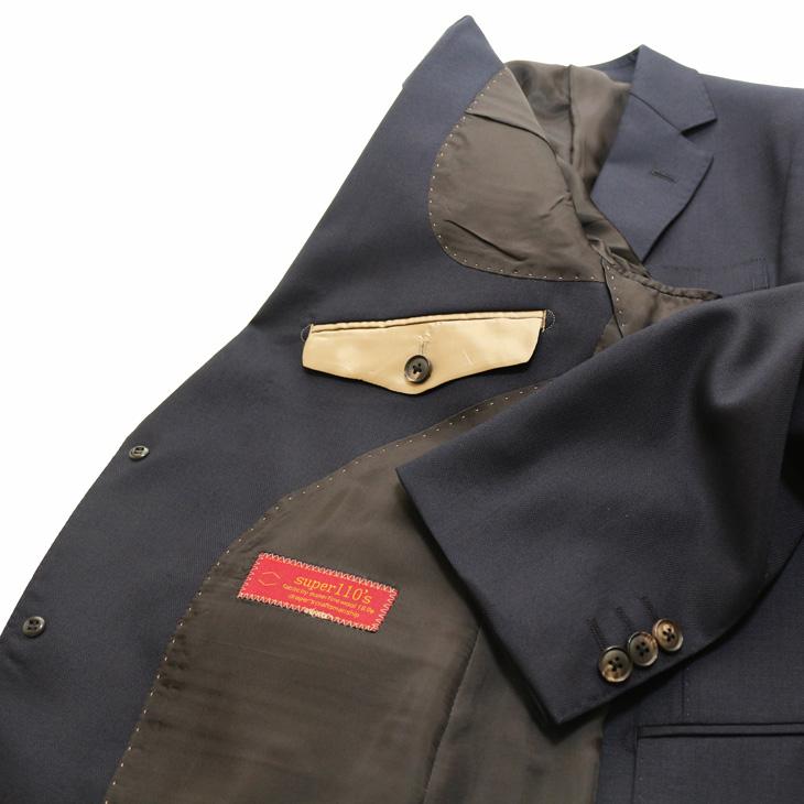 SALE 2025-26 スリム型 スーツ メンズ 新作 秋冬 西川毛織 Super110's 濃紺ネイビー無地 ナチュラルストレッチ フルOP並 2つボタン ビジネス (A/AB体) WJSE2 |  | 08
