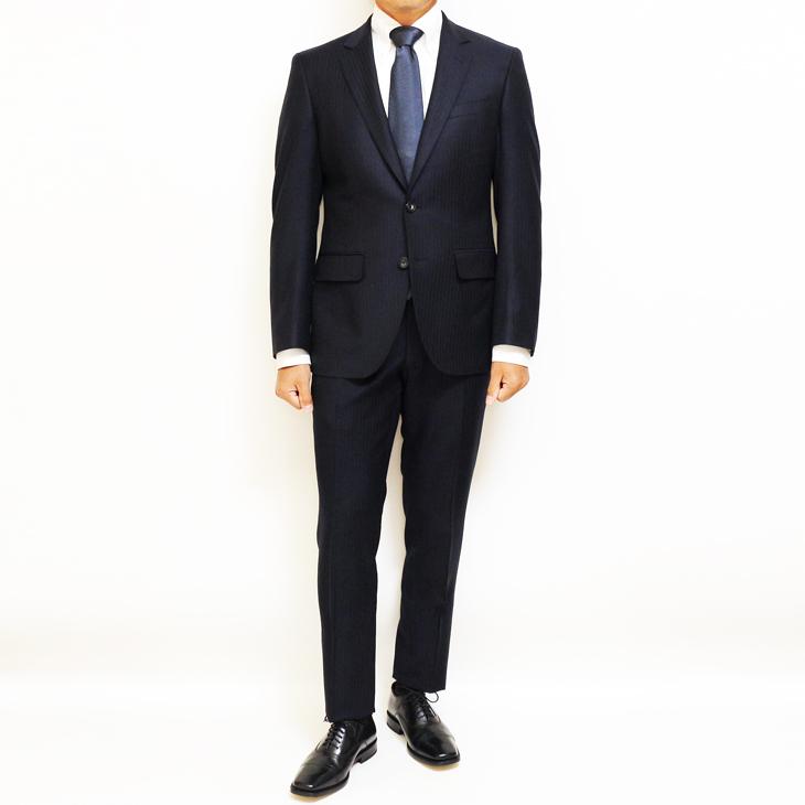 AB5 新品 ゼニアスーツ メンズ 紺 細身 スタイリッシュ 秋冬 シングル