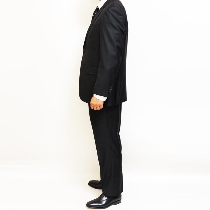 スーツ メンズ 新品 秋冬 Loro Piana ロロピアーナ Super150s 「オーダー生地」 黒ブラック 織柄 ストライプ 2つボタン ゆったり型 (AB/BB体) | Loro Piana | 10