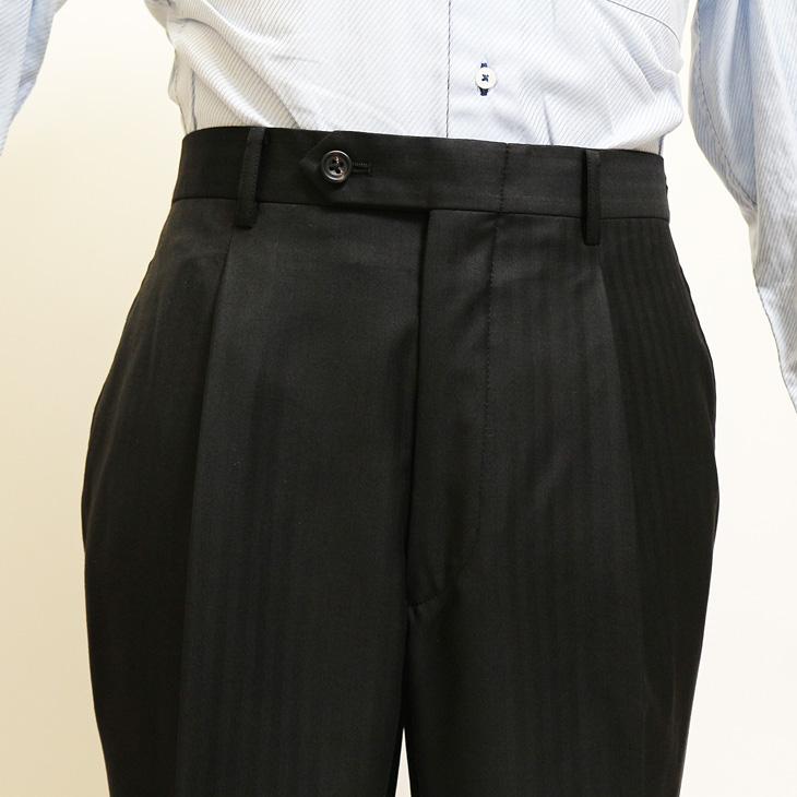 スーツ メンズ 新品 秋冬 Loro Piana ロロピアーナ Super150s 「オーダー生地」 黒ブラック 織柄 ストライプ 2つボタン ゆったり型 (AB/BB体) | Loro Piana | 11