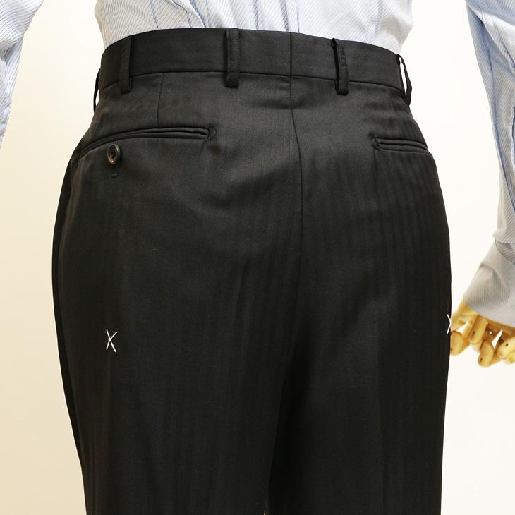 スーツ メンズ 新品 秋冬 Loro Piana ロロピアーナ Super150s 「オーダー生地」 黒ブラック 織柄 ストライプ 2つボタン ゆったり型 (AB/BB体) | Loro Piana | 12