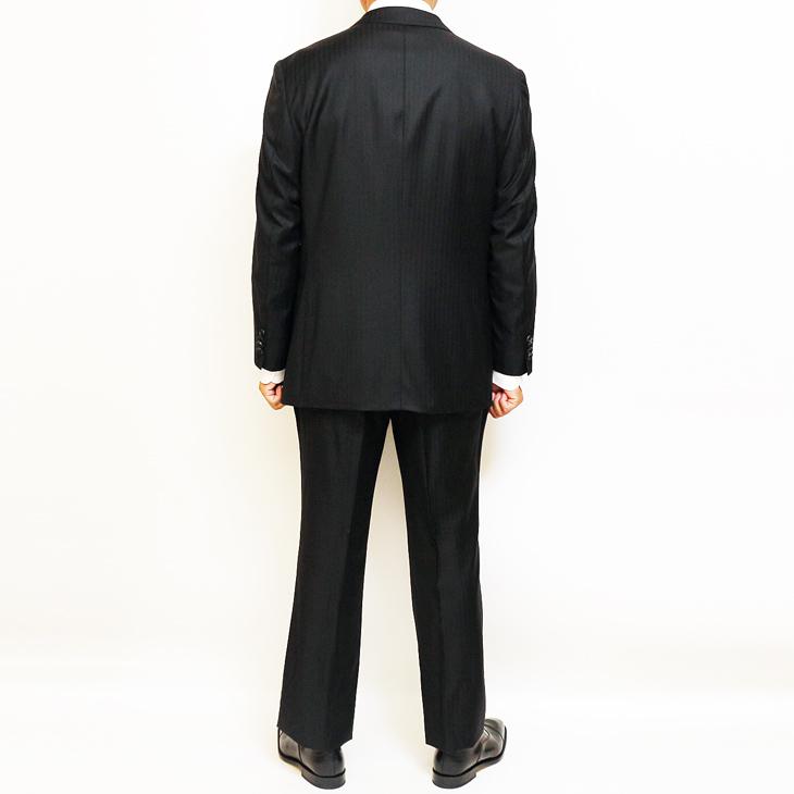 スーツ メンズ 新品 秋冬 Loro Piana ロロピアーナ Super150s 「オーダー生地」 黒ブラック 織柄 ストライプ 2つボタン ゆったり型 (AB/BB体) | Loro Piana | 04