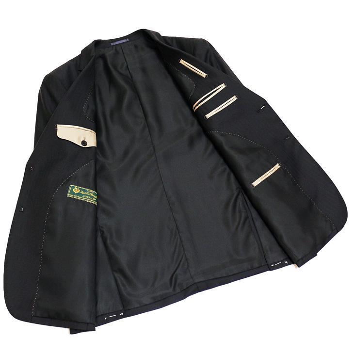 スーツ メンズ 新品 秋冬 Loro Piana ロロピアーナ Super150s 「オーダー生地」 黒ブラック 織柄 ストライプ 2つボタン ゆったり型 (AB/BB体) | Loro Piana | 05