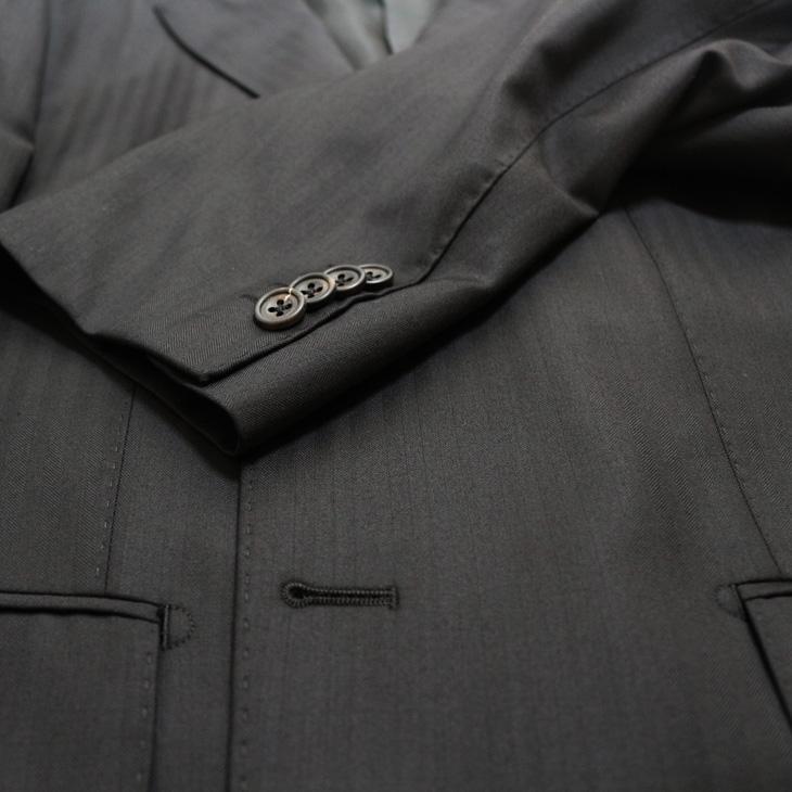 スーツ メンズ 新品 秋冬 Loro Piana ロロピアーナ Super150s 「オーダー生地」 黒ブラック 織柄 ストライプ 2つボタン ゆったり型 (AB/BB体) | Loro Piana | 06