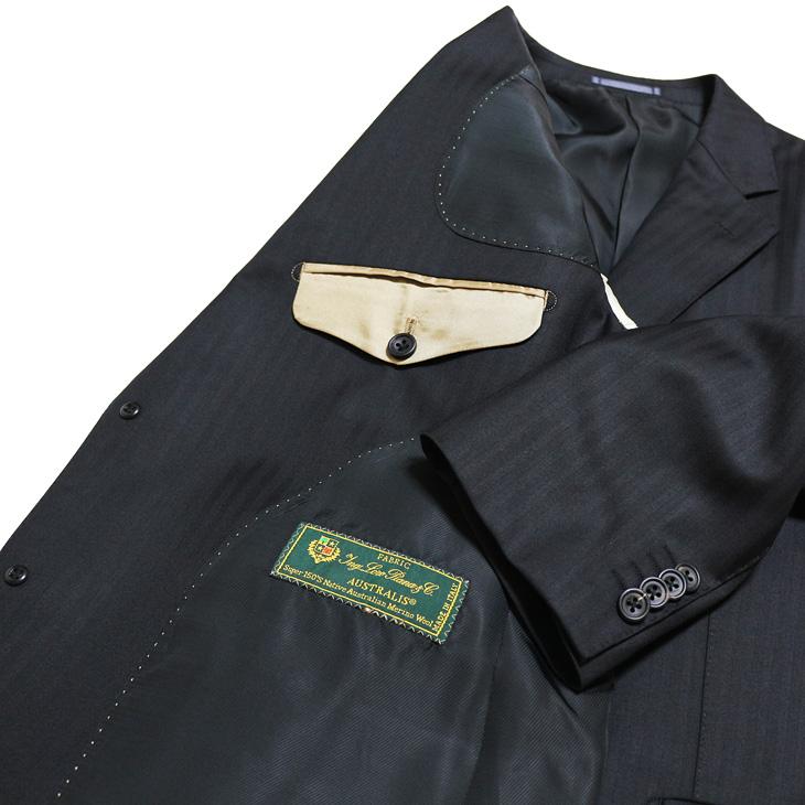 スーツ メンズ 新品 秋冬 Loro Piana ロロピアーナ Super150s 「オーダー生地」 黒ブラック 織柄 ストライプ 2つボタン ゆったり型 (AB/BB体) | Loro Piana | 07