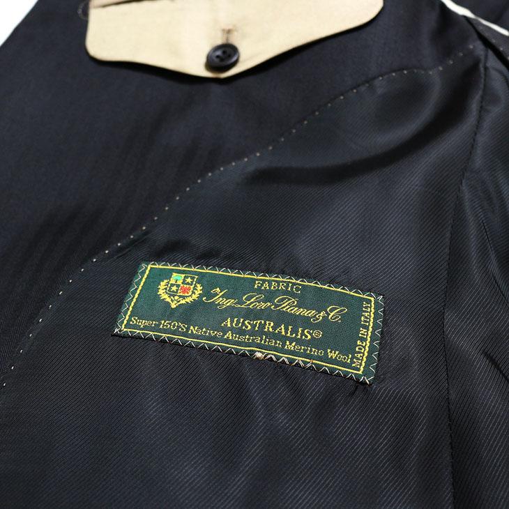 スーツ メンズ 新品 秋冬 Loro Piana ロロピアーナ Super150s 「オーダー生地」 黒ブラック 織柄 ストライプ 2つボタン ゆったり型 (AB/BB体) | Loro Piana | 08
