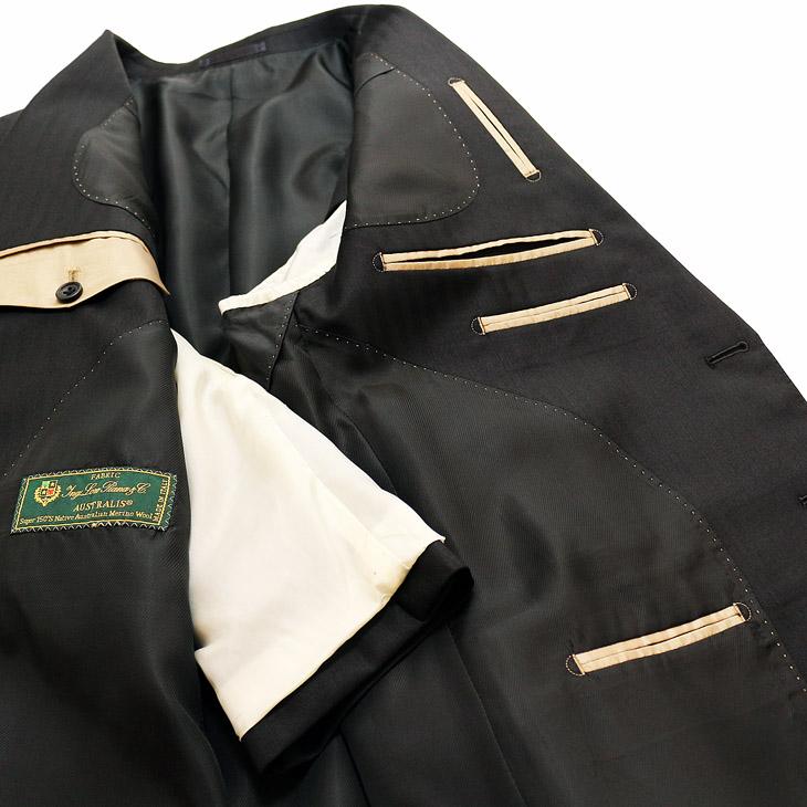 スーツ メンズ 新品 秋冬 Loro Piana ロロピアーナ Super150s 「オーダー生地」 黒ブラック 織柄 ストライプ 2つボタン ゆったり型 (AB/BB体) | Loro Piana | 09