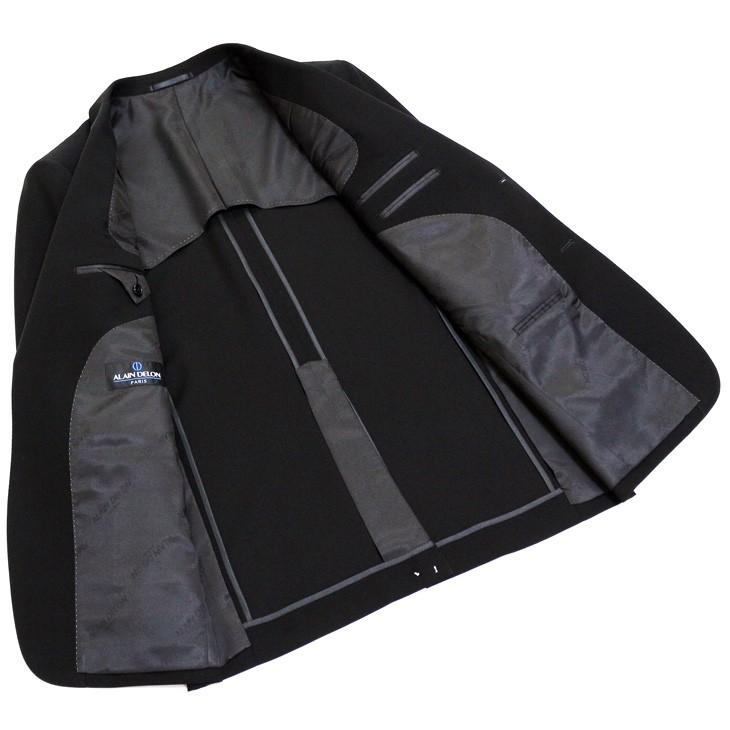 フォーマル 礼服 メンズ 新品 アランドロン 黒無地 タキシードクロス 日本製生地 シングル 2つボタン スーツ 出入6cmウエスト調整可 A/AB/BB/E体 ゆったり 型 | アラン・ドロン | 05