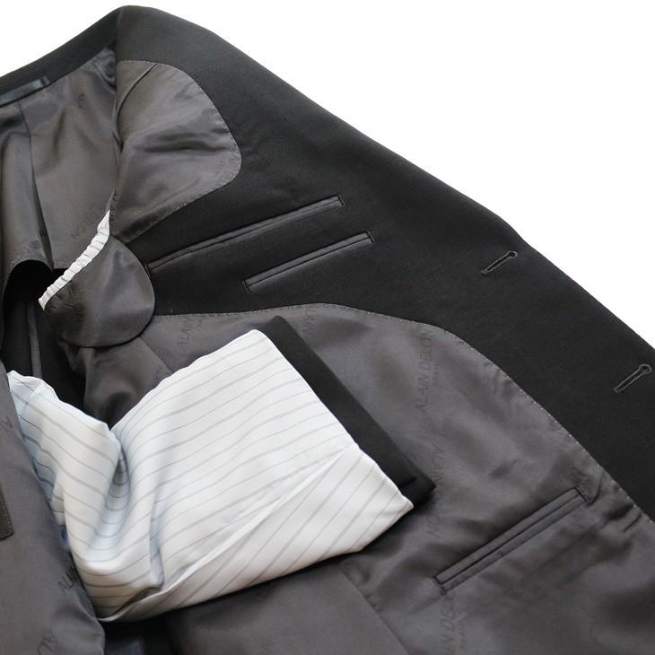 フォーマル 礼服 メンズ 新品 アランドロン 黒無地 タキシードクロス 日本製生地 シングル 2つボタン スーツ 出入6cmウエスト調整可 A/AB/BB/E体 ゆったり 型 | アラン・ドロン | 07