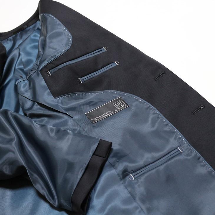 メンズ スーツ 春秋冬物 新品 DEER ピュアウール100％ 濃紺ネイビー無地 Super100s スリム系 2つボタン ビジネススーツ 在庫 Y7のみ |  | 08