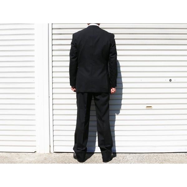 2016春夏新作モデル 英国ドーメルDORMEUIL グローバル・コンフォート Super100s 黒ブラック ストライプ２Ｂスーツ(A体)日本製 OSK-02 |  | 02