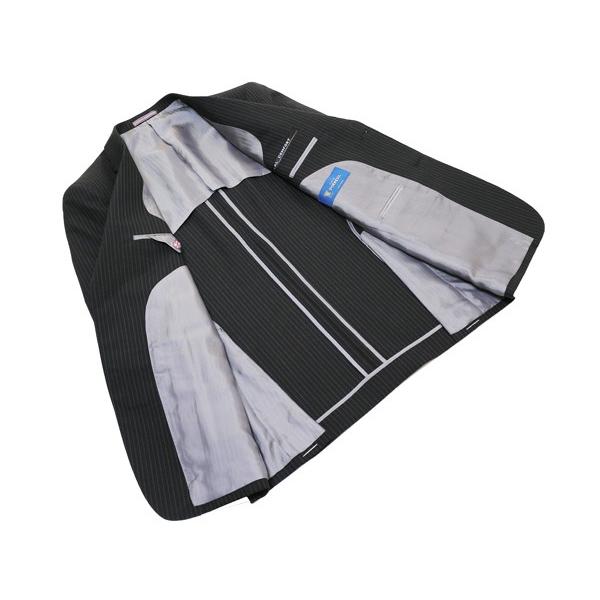 2016春夏新作モデル 英国ドーメルDORMEUIL グローバル・コンフォート Super100s 黒ブラック ストライプ２Ｂスーツ(A体)日本製 OSK-02 |  | 03