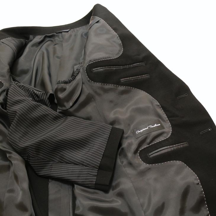 礼服 スーツ メンズ 新作 通年 西川毛織 オールシーズン 黒無地 国内染め 2WAYストレッチ ウエスト調整±6cm可能 2つボタン フォーマル やや細め型 (A/AB/BB体) |  | 10