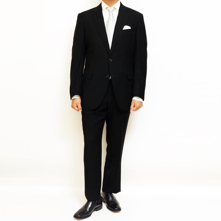 礼服 スーツ メンズ 新作 通年 西川毛織 オールシーズン 黒無地 国内染め 2WAYストレッチ ウエスト調整±6cm可能 2つボタン フォーマル やや細め型 (A/AB/BB体) |  | 03
