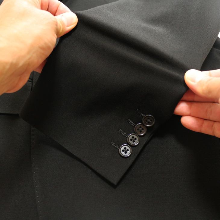 礼服 スーツ メンズ 新作 通年 西川毛織 オールシーズン 黒無地 国内染め 2WAYストレッチ ウエスト調整±6cm可能 2つボタン フォーマル やや細め型 (A/AB/BB体) |  | 06