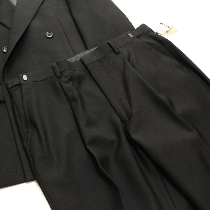 【訳アリ品】春夏 秋冬 ダブル 礼服 ナチュラルストレッチ 黒 ブラック無地 フル毛芯 フォーマル ウエスト調整±6cm可能 冠婚葬祭 |  | 05