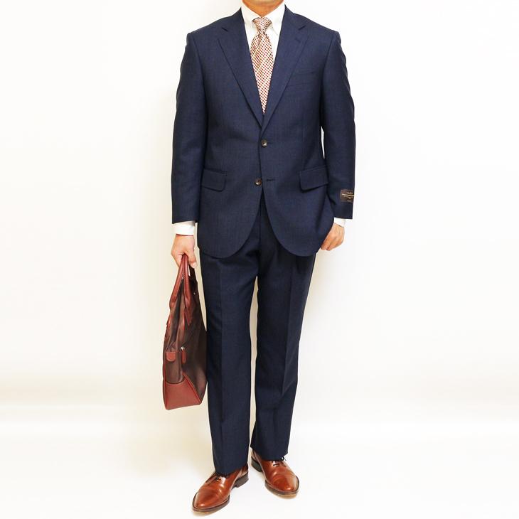 スーツ ツーパンツ スリーシーズン 無地 ダークネイビー カノニコ