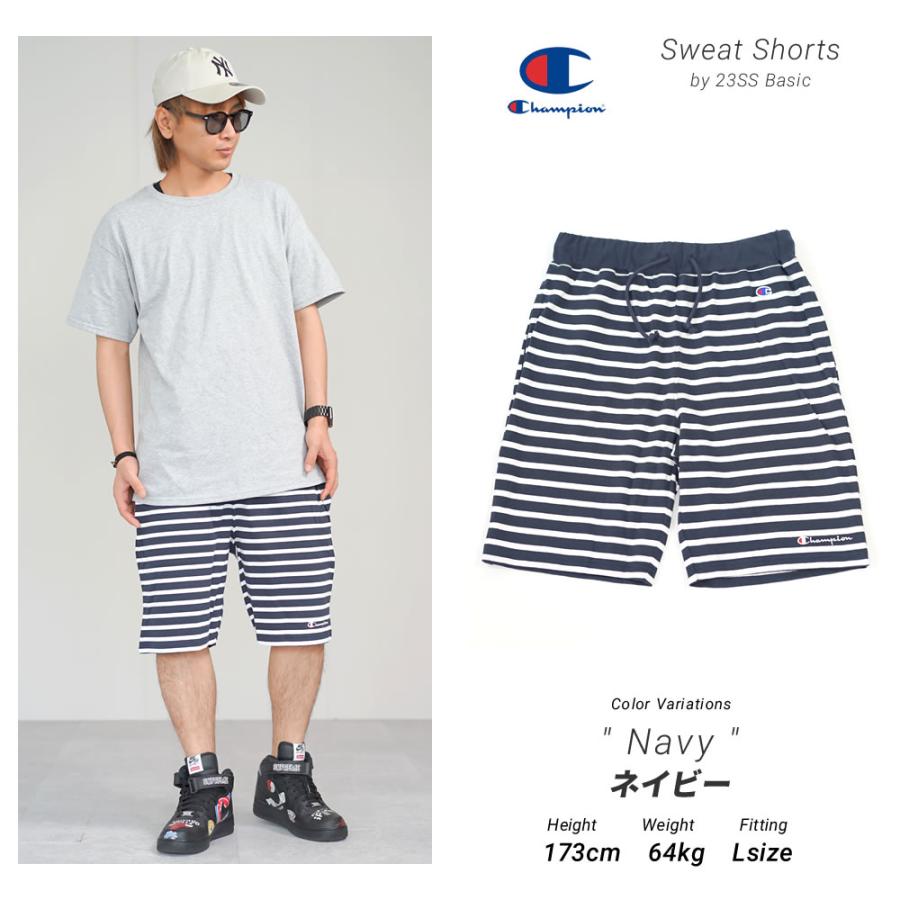 Champion チャンピオン ハーフパンツ メンズ ボーダー柄 スウェット ショートパンツ 綿 USAコットン C3-X519 | Champion | 07