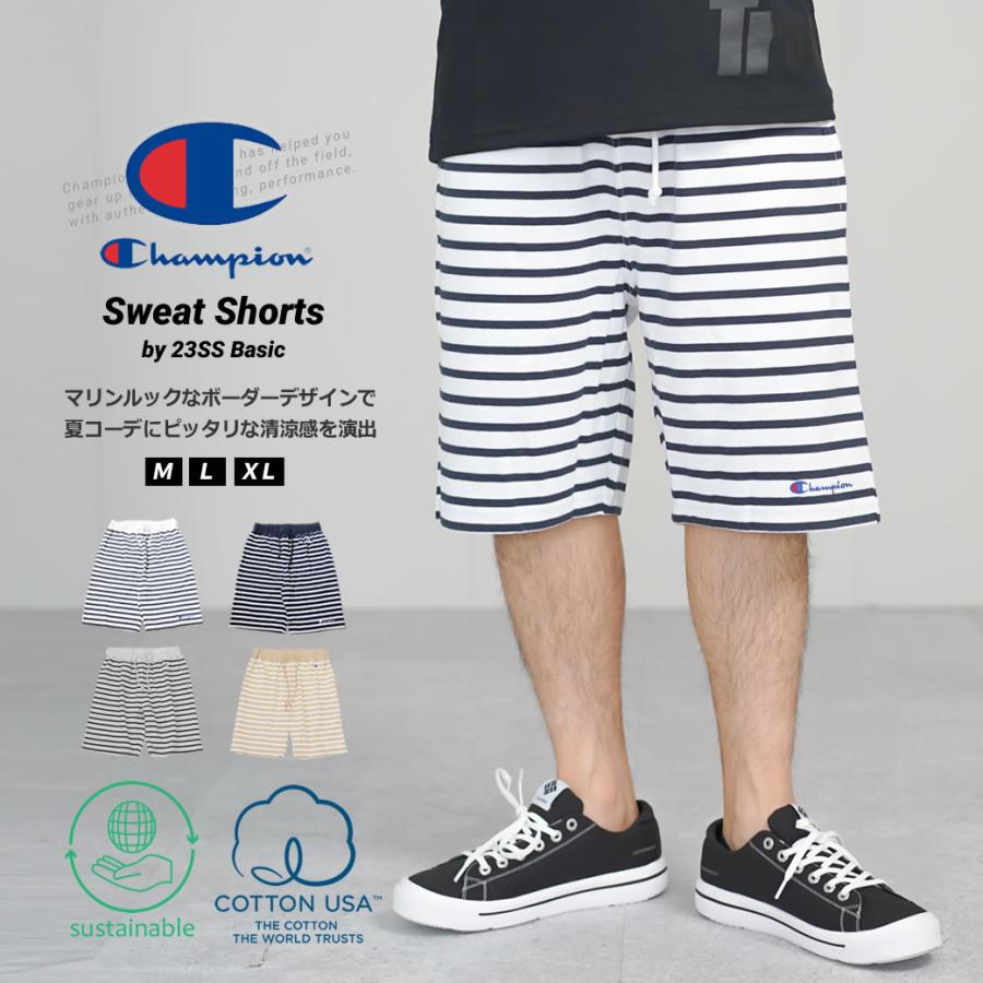 Champion チャンピオン ハーフパンツ メンズ ボーダー柄 スウェット ショートパンツ 綿 USAコットン C3-X519 | Champion | 09