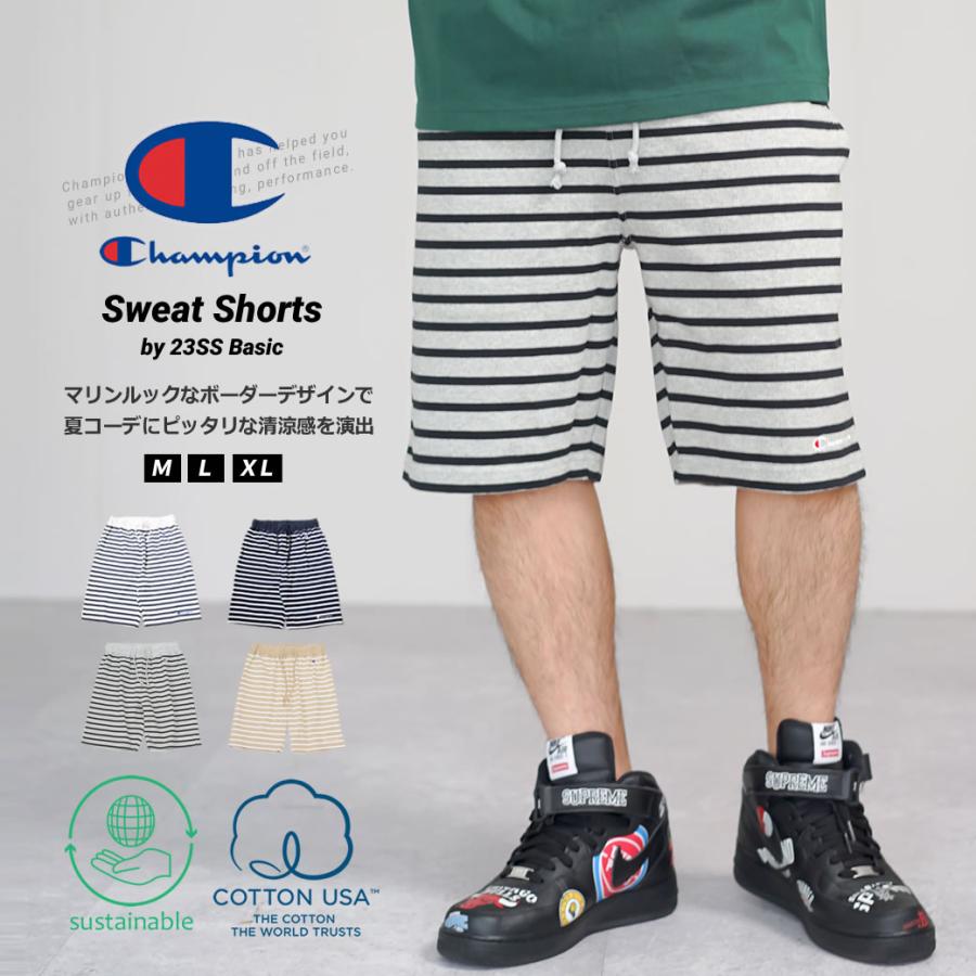 Champion チャンピオン ハーフパンツ メンズ ボーダー柄 スウェット ショートパンツ 綿 USAコットン C3-X519 | Champion | 12