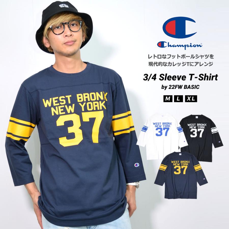 チャンピオン Champion 3 4スリーブ フットボールtシャツ メンズ 七分袖 おしゃれ ブランド アメカジ 綿 C3 W411 22v1023 Deep B系 ストリートファッション 通販 Yahoo ショッピング